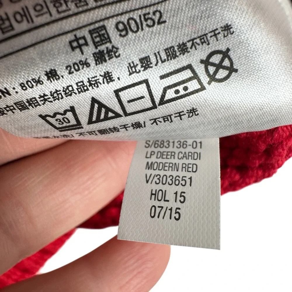 Baby Gap Toddler Boys Red Deer Cardigan Sweater Size 2 Years Holiday Fair Isle - Picture 8 of 9